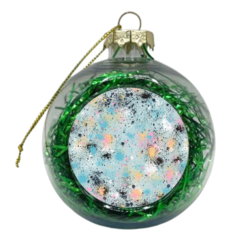 Ink Splatter Blue Pink - xmas bauble by Ninola Design