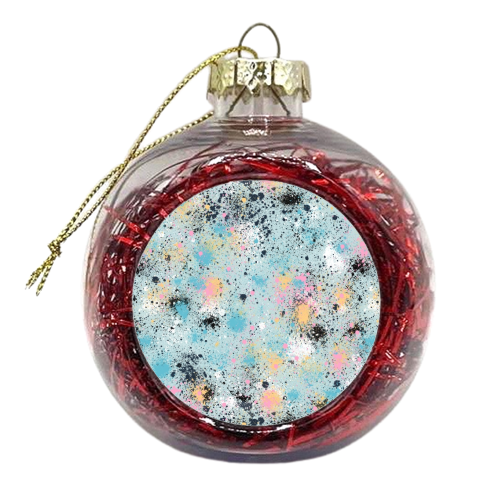 Ink Splatter Blue Pink - xmas bauble by Ninola Design