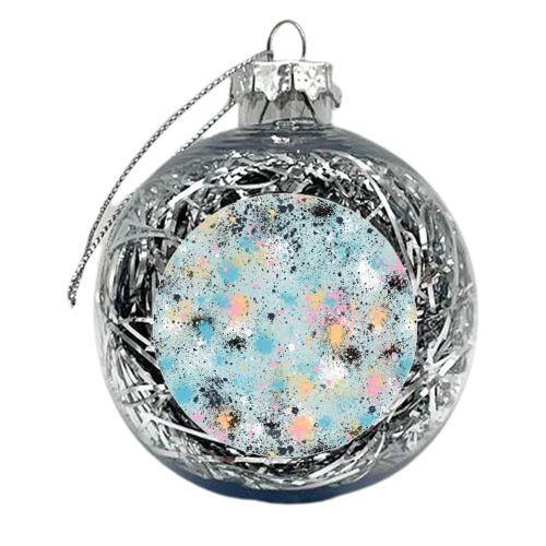 Ink Splatter Blue Pink - xmas bauble by Ninola Design