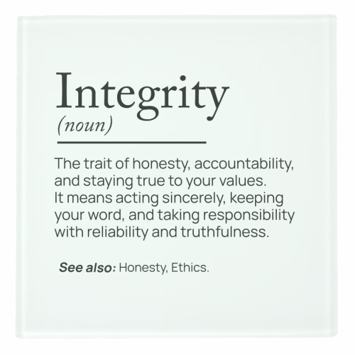 Integrity Definition - personalised beer coaster by skattia ilie