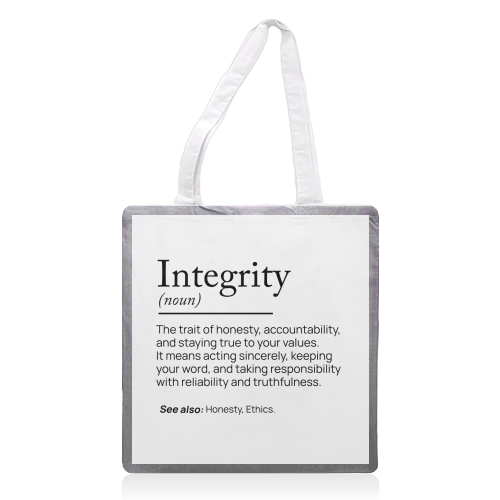 Integrity Definition - printed canvas tote bag by skattia ilie