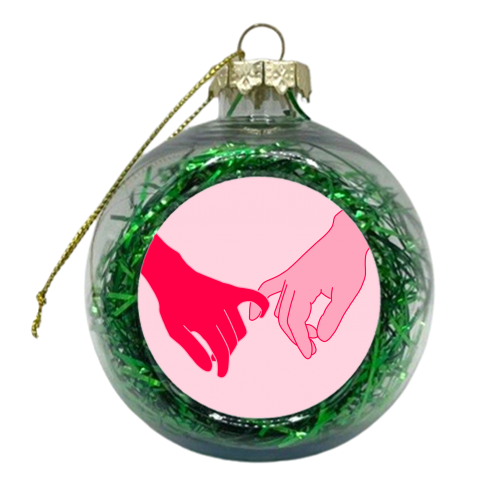 Interlocked Pinkies - xmas bauble by Pink and Pip