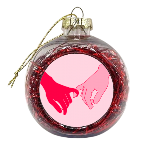 Interlocked Pinkies - xmas bauble by Pink and Pip