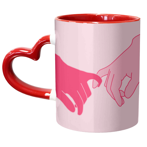 Interlocked Pinkies - unique mug by Pink and Pip