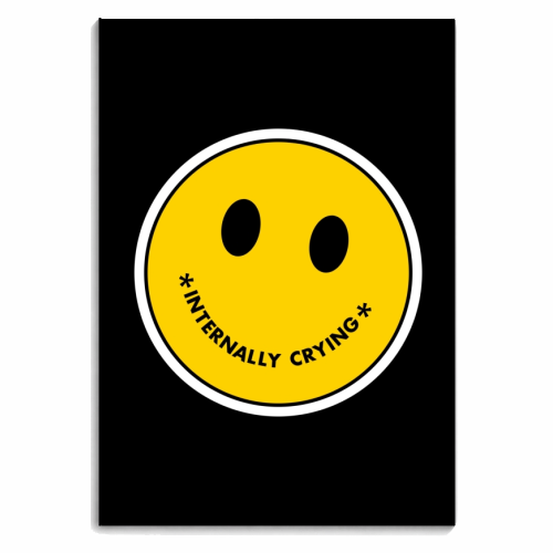 Internally crying smiley face sticker - personalised A4, A5, A6 notebook by The Girl Next Draw