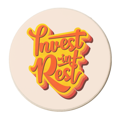 Invest In Rest Typography - personalised beer coaster by Ania Wieclaw
