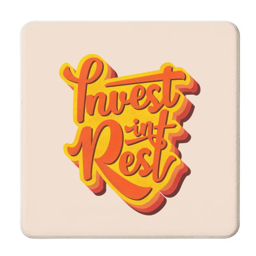 Invest In Rest Typography - personalised beer coaster by Ania Wieclaw