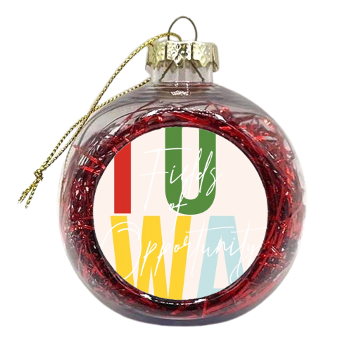 Iowa "Fields of Opportunity" Color State - xmas bauble by Toni Scott