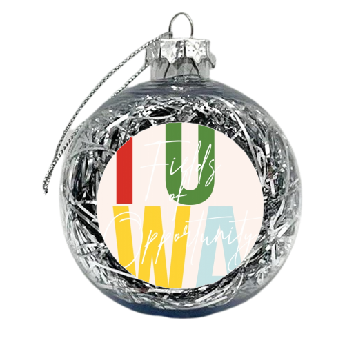 Iowa "Fields of Opportunity" Color State - xmas bauble by Toni Scott