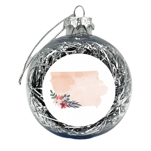 Iowa Floral Watercolor State - xmas bauble by Toni Scott