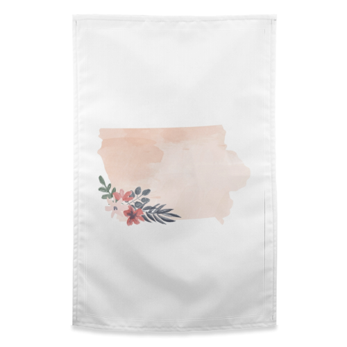 Iowa Floral Watercolor State - funny tea towel by Toni Scott
