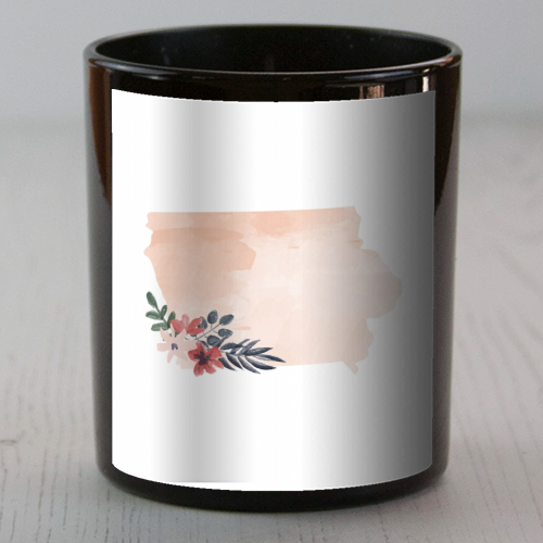Iowa Floral Watercolor State - scented candle by Toni Scott