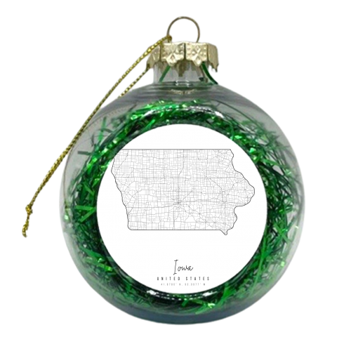 Iowa Minimal Street Map - xmas bauble by Toni Scott