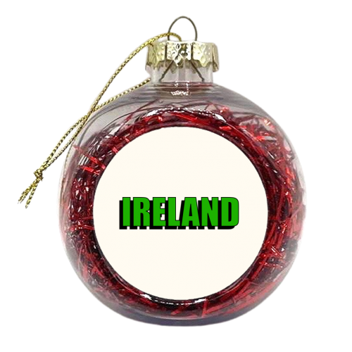 Ireland (Bold Green Typeface) - xmas bauble by Adam Regester