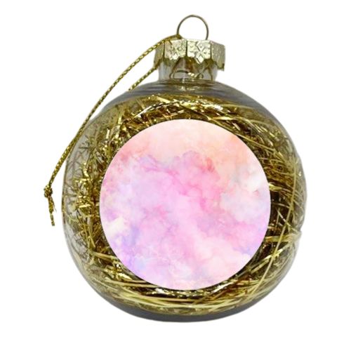 Iridescent Frozen Marble Sky - Peach Pink & Lilac - xmas bauble by Dominique Vari