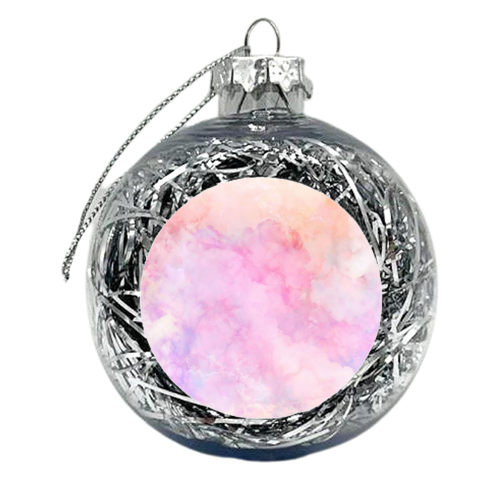 Iridescent Frozen Marble Sky - Peach Pink & Lilac - xmas bauble by Dominique Vari