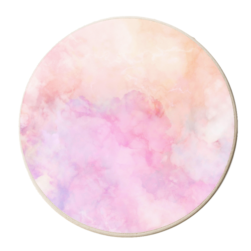 Iridescent Frozen Marble Sky - Peach Pink & Lilac - personalised beer coaster by Dominique Vari