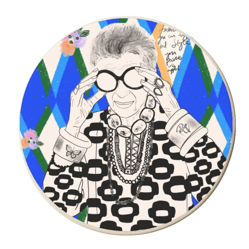 Iris Apfel - personalised beer coaster by Yaz Raja