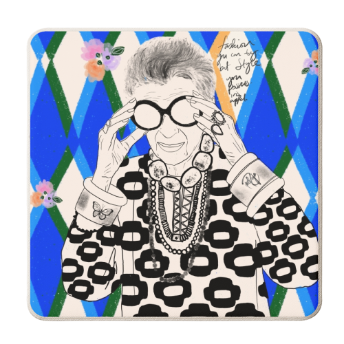 Iris Apfel - personalised beer coaster by Yaz Raja