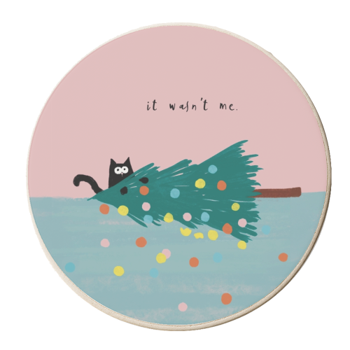 It wasn't me Cat - personalised beer coaster by Giddy Kipper