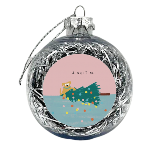 It wasn't me Dog - xmas bauble by Giddy Kipper