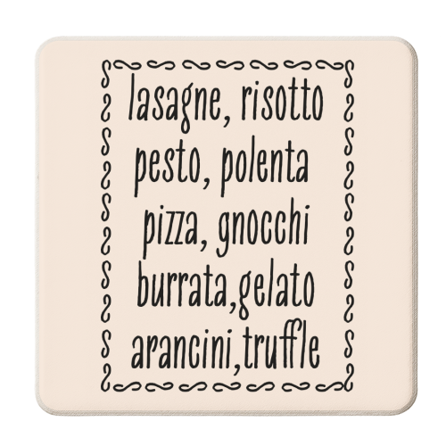 Italian Food - personalised beer coaster by Move Studio