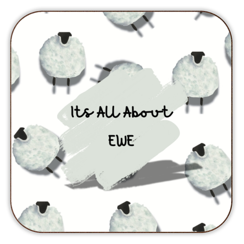 Its All About Ewe- white - personalised beer coaster by Linbylane
