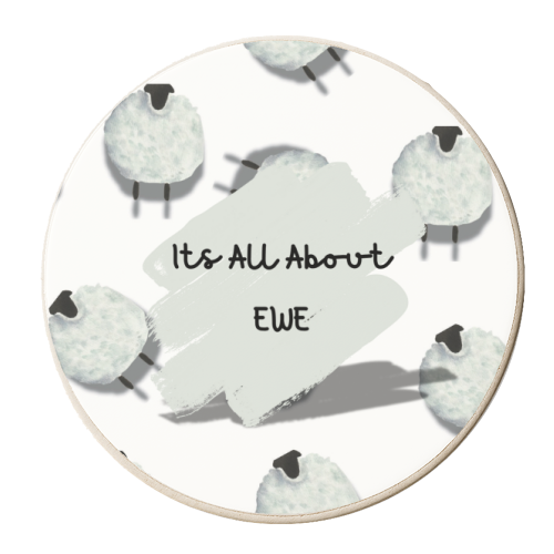 Its All About Ewe- white - personalised beer coaster by Linbylane