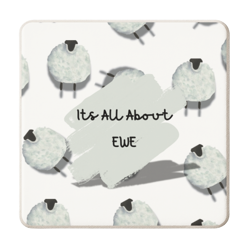 Its All About Ewe- white - personalised beer coaster by Linbylane