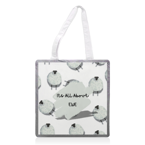 Its All About Ewe- white - printed canvas tote bag by Linbylane
