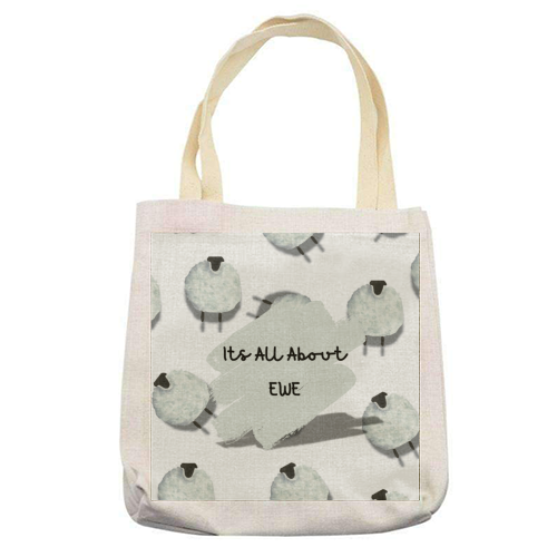 Its All About Ewe- white - printed canvas tote bag by Linbylane
