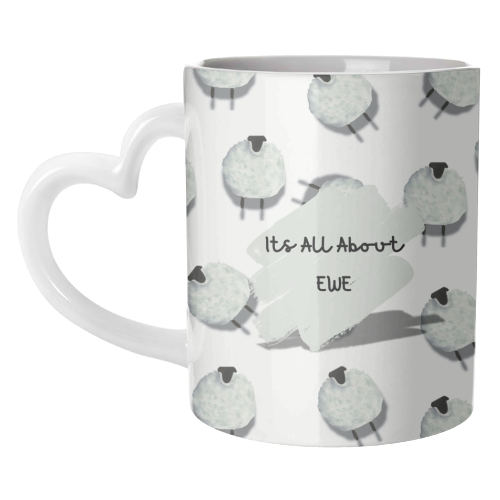 Its All About Ewe- white - unique mug by Linbylane