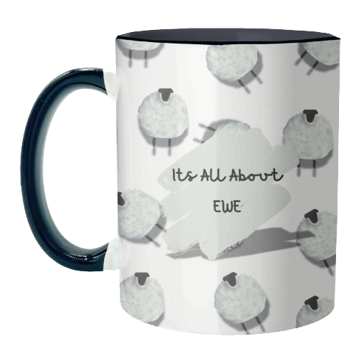 Its All About Ewe- white - unique mug by Linbylane
