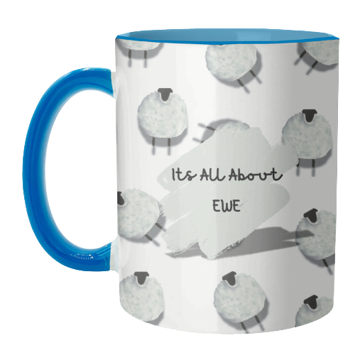 Its All About Ewe- white - unique mug by Linbylane