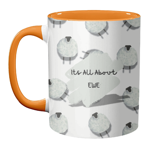 Its All About Ewe- white - unique mug by Linbylane