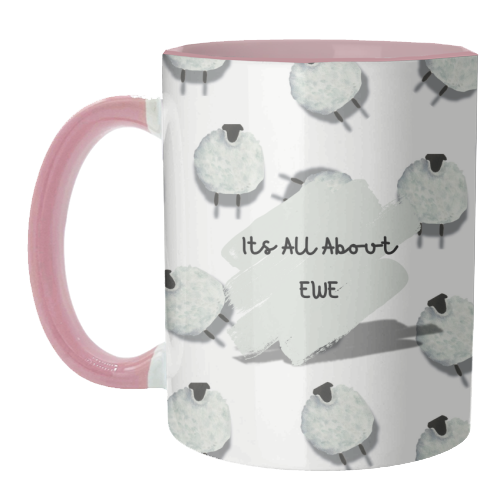 Its All About Ewe- white - unique mug by Linbylane