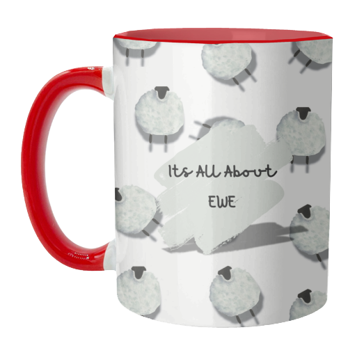 Its All About Ewe- white - unique mug by Linbylane