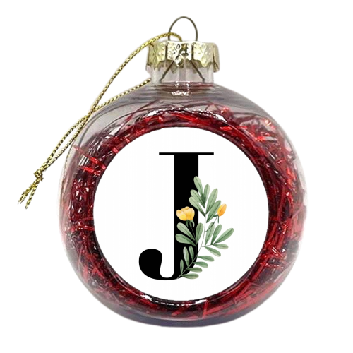 J Floral Letter Initial - xmas bauble by Toni Scott