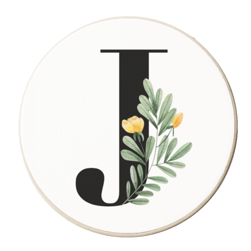 J Floral Letter Initial - personalised beer coaster by Toni Scott