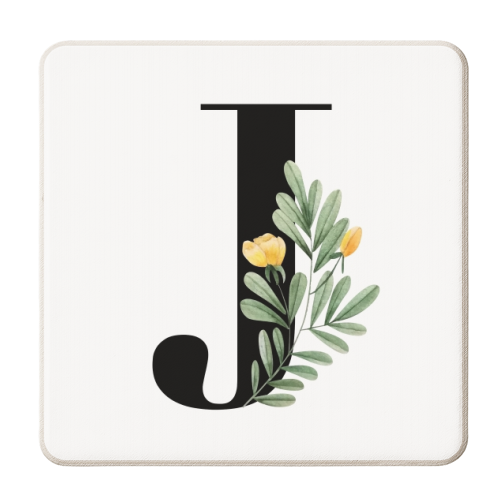 J Floral Letter Initial - personalised beer coaster by Toni Scott