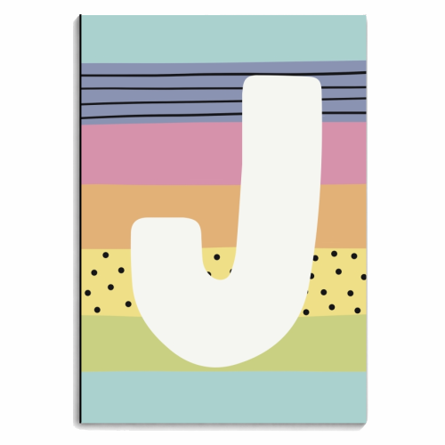 J - modern rainbow colours personalised letter - personalised A4, A5, A6 notebook by Giddy Kipper