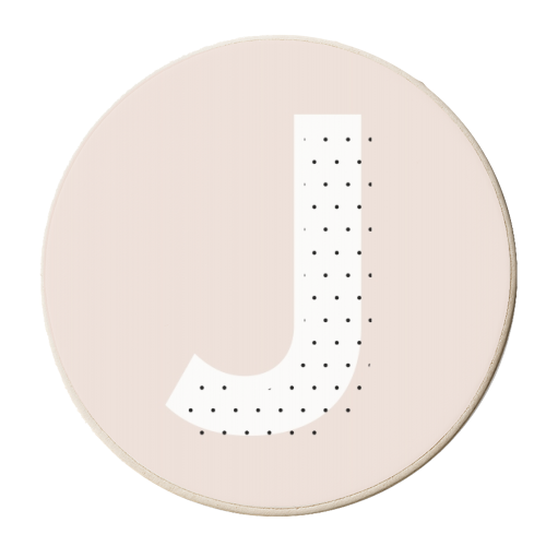 J Polka Dot Initial - personalised beer coaster by Toni Scott