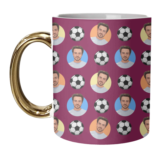 Jack and footballs - unique mug by DOLLY WOLFE
