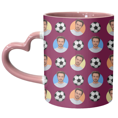 Jack and footballs - unique mug by DOLLY WOLFE