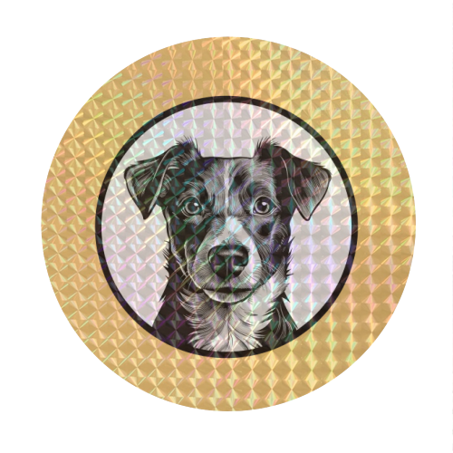 Jack Russell Terrier Dog Cameo Portrait (Custard Yellow) - Circle Sticker by Adam Regester
