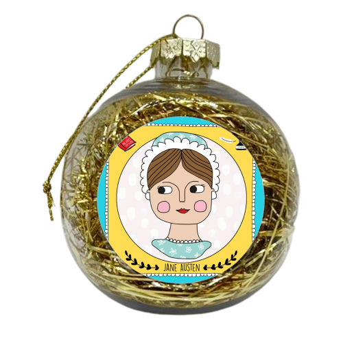 Jane Austen Coaster - xmas bauble by Nichola Cowdery