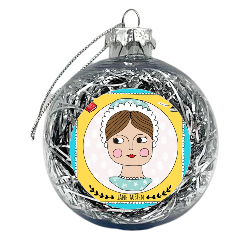 Jane Austen Coaster - xmas bauble by Nichola Cowdery