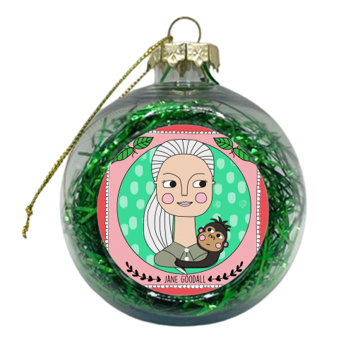 Jane Goodall Coaster - xmas bauble by Nichola Cowdery