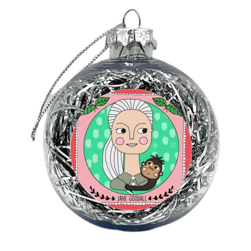 Jane Goodall Coaster - xmas bauble by Nichola Cowdery