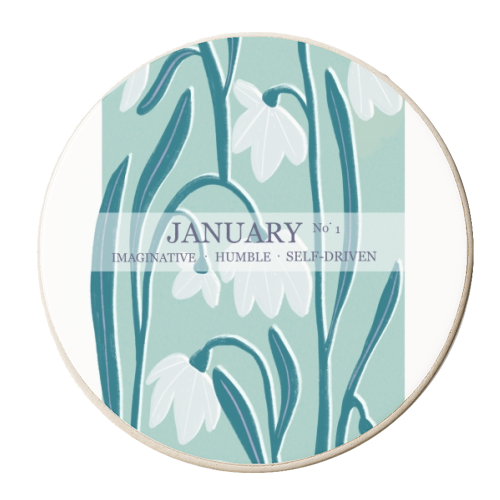 January Flowers - Snow Drop - personalised beer coaster by Yaz Raja